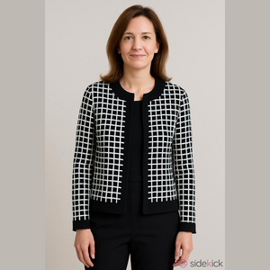 Retro Y2K Tan Jay Geometric Colourblock  Businesscore Cardigan